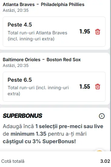 Biletul zilei baseball 26 aprilie 2026