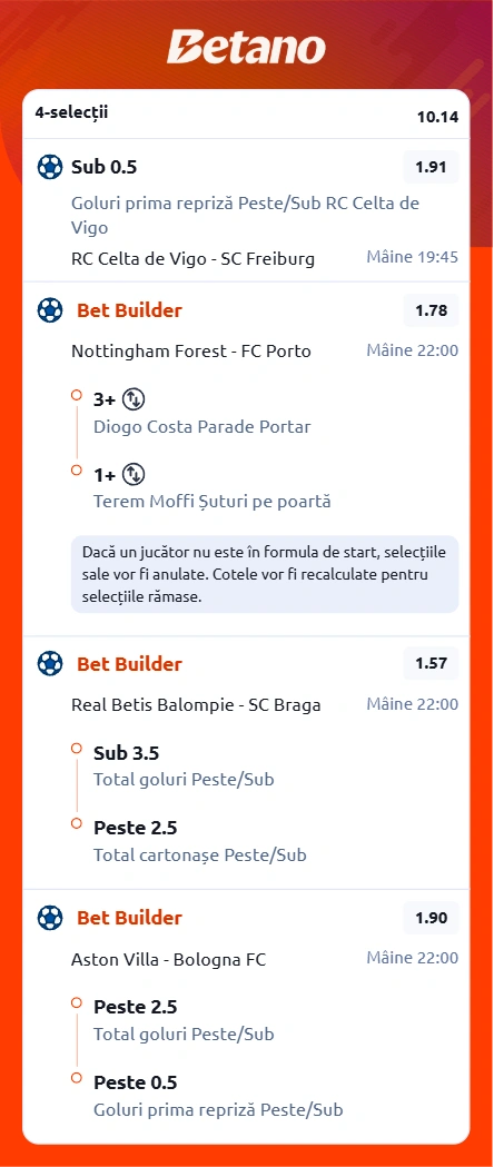 Biletul zilei din fotbal la Betano, 16 aprilie 2026. Cota 20 din Europa League