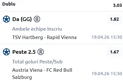 Biletul zilei fotbal 19 Aprilie 2026