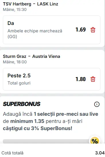 Biletul zilei fotbal 26.04.2026