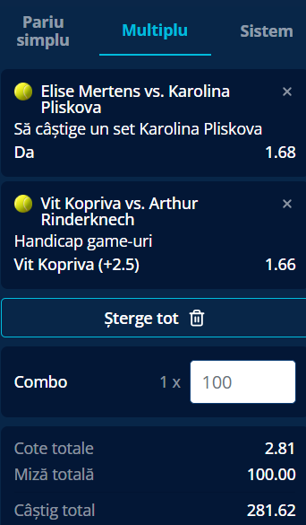 Biletul zilei tenis 26 aprilie 2026