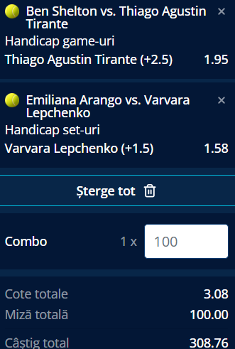 Biletul zilei tenis 3 aprilie 2026