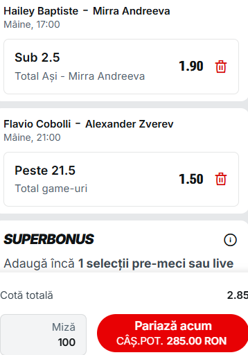 Biletul zilei tenis 30 aprilie 2026