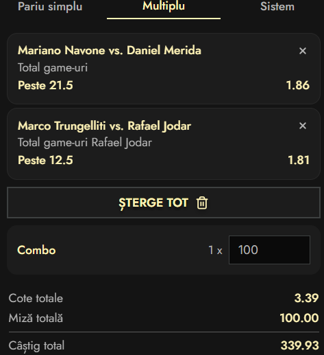 Biletul zilei tenis 5 aprilie 2026