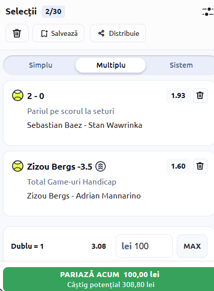 Biletul zilei tenis 6 aprilie 2026