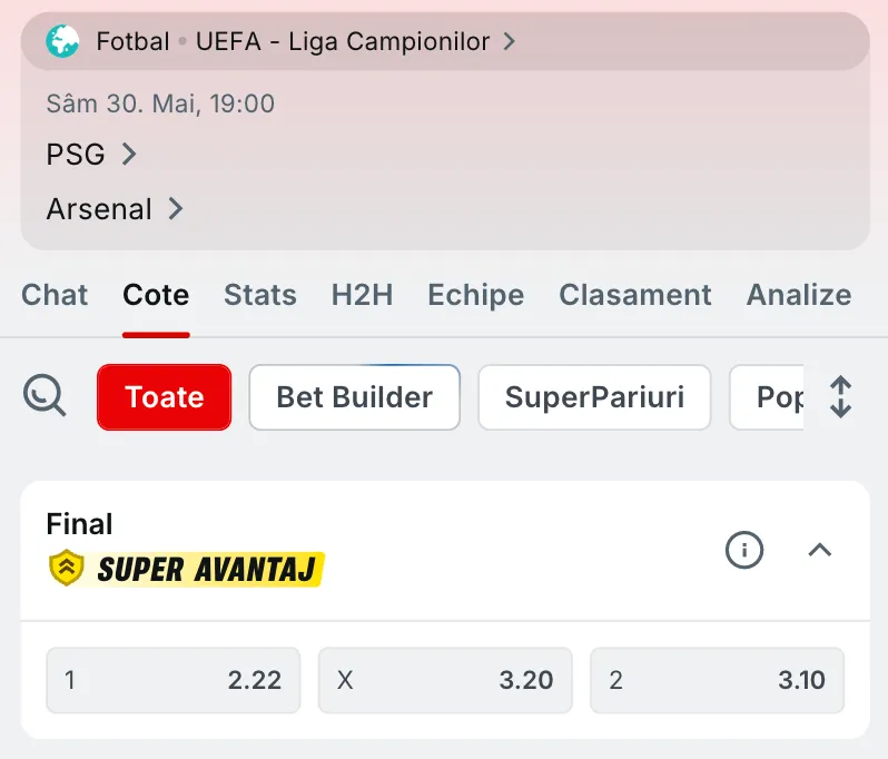 Câștigătoare Champions League – cote pariuri Superbet