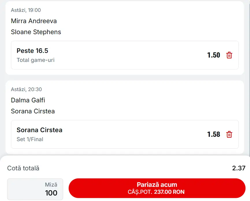 Cota 2 WTA Linz 2026 Open la Superbet - mizăm pe total game-uri și pe o evoluție solidă din partea româncei