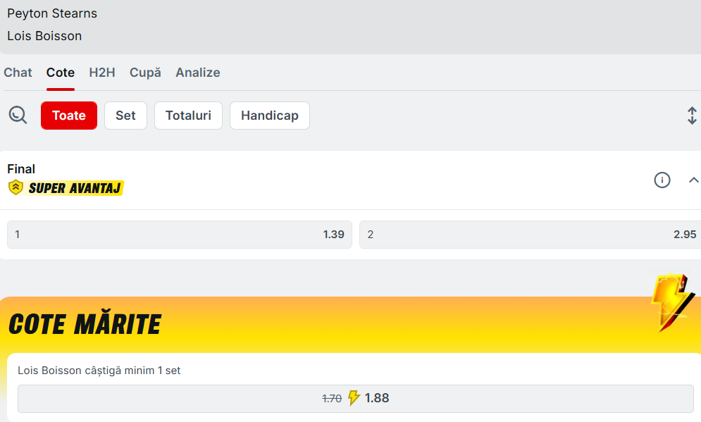 Cote Pariuri Peyton Stearns vs Lois Boisson