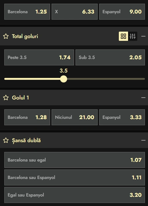 Cote pariuri Barcelona vs Espanyol la Don
