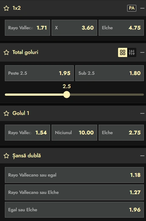 Cote pariuri Rayo Vallecano vs Elche la Don