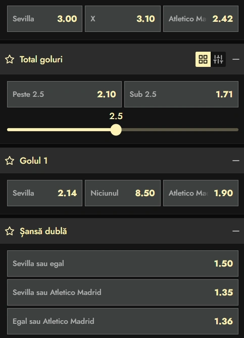 Cote pariuri Sevilla vs Atletico Madrid la Don