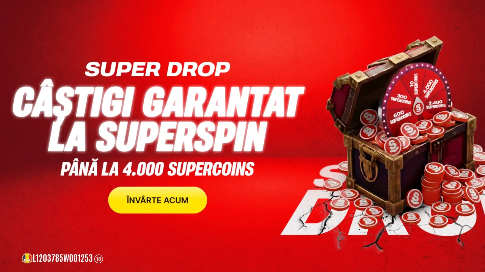 Super Drop x SuperSpin (Supercoins) la Superbet – Câștig garantat pentru toți jucătorii azi, 3 aprilie 2026