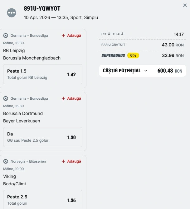 Bilet de weekend din fotbal 11 aprilie 2026