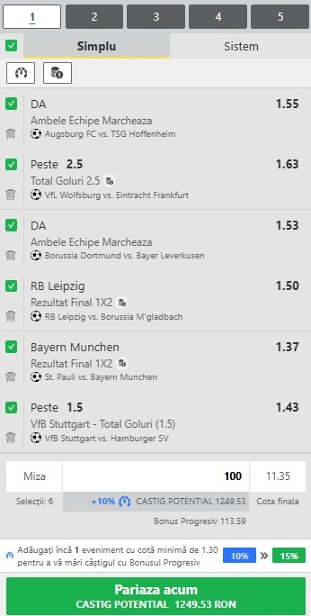 Biletul etapei a 29-a din Bundesliga 10.04.2026