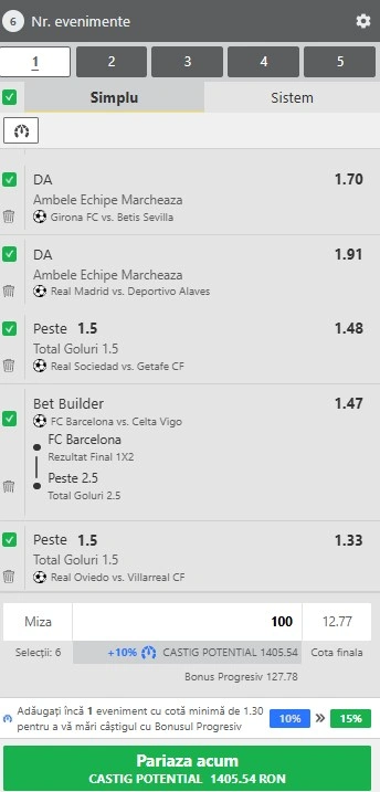 Biletul etapei a 33-a din LaLiga 21.04.2026