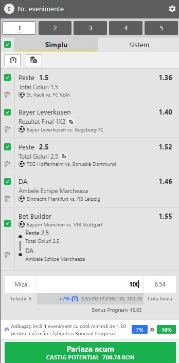 Biletul etapei cu numărul 30 din Bundesliga 17.04.2026