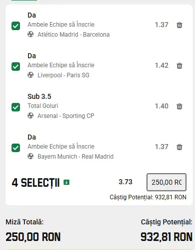 Biletul returului sferturilor UCL