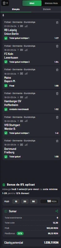 Biletul rundei a 31-a din Bundesliga 24.04.2026