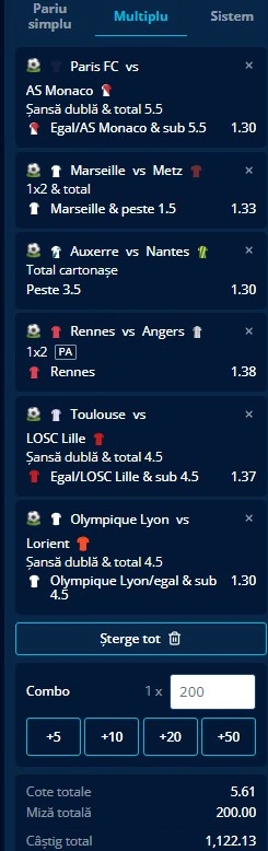 Biletul rundei cu numărul 29 din Ligue 1 - 10 aprilie 2026