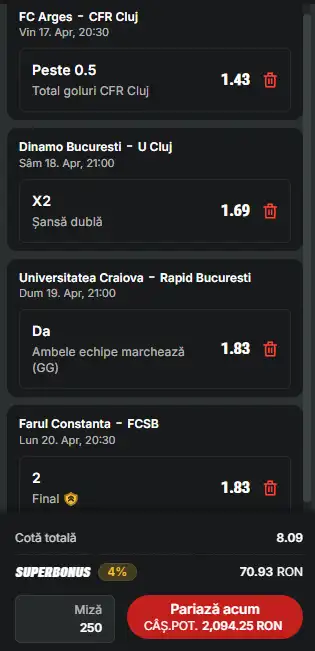 Biletul rundei din Superliga