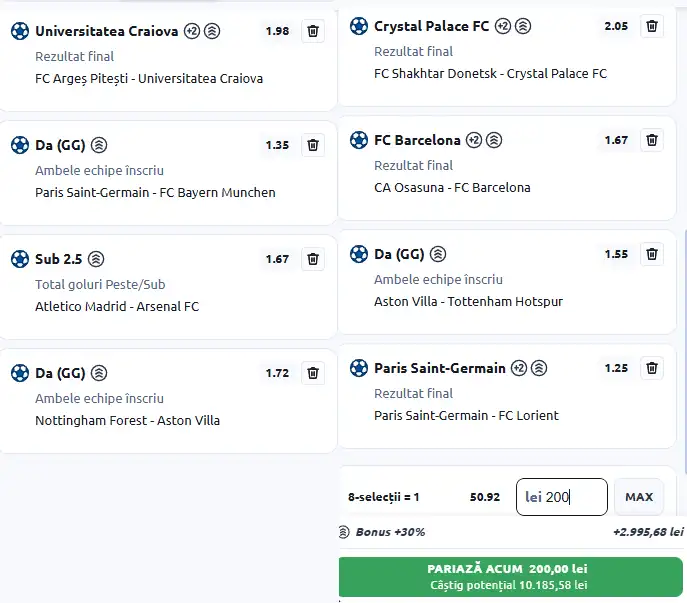 Biletul Săptămânal de cotă 50, alcătuit cu AI, câștigul potențial se ridică la peste 10.000 RON