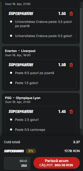 Biletul Zilei alcătuit din SuperPariuri 19.04