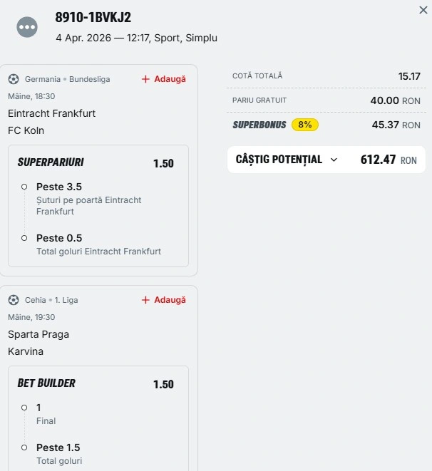 Biletul zilei azi din fotbal 05.04.2026