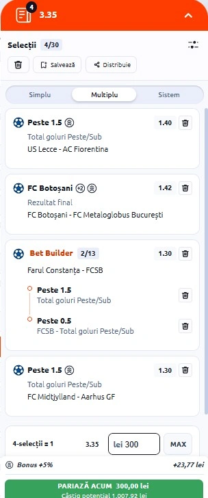 Biletul zilei azi din fotbal 20 aprilie 2026