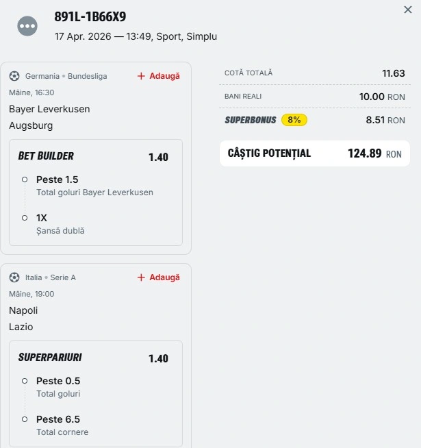 Biletul zilei azi din Superpariuri 18 aprilie 2026