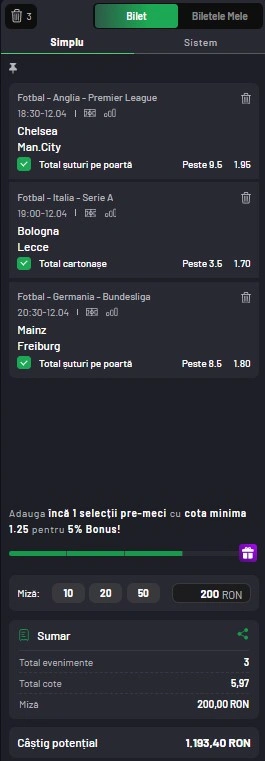 Biletul zilei din Pariuri Speciale 12.04.2026