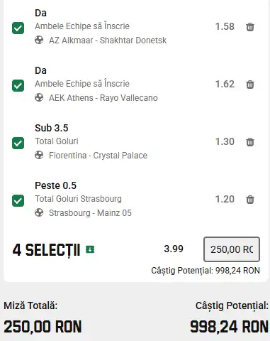 Biletul Zilei din sferturile Conference League