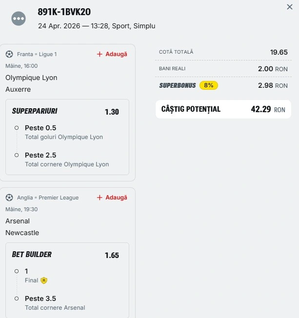 Biletul zilei din Superpariuri 25 aprilie 2026