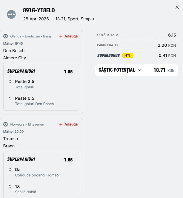 Biletul zilei din Superpariuri 29.04.2026