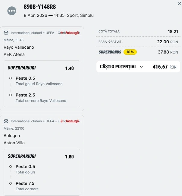 Biletul zilei din Superpariuri 9 aprilie 2026