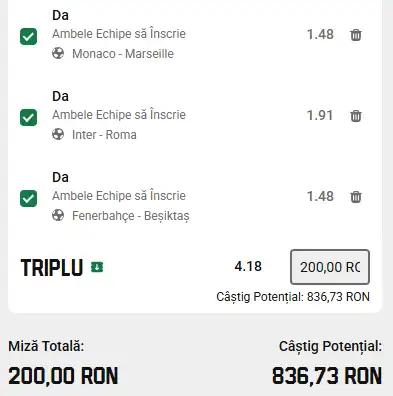 Biletul Zilei pe goluri recomandat de AI