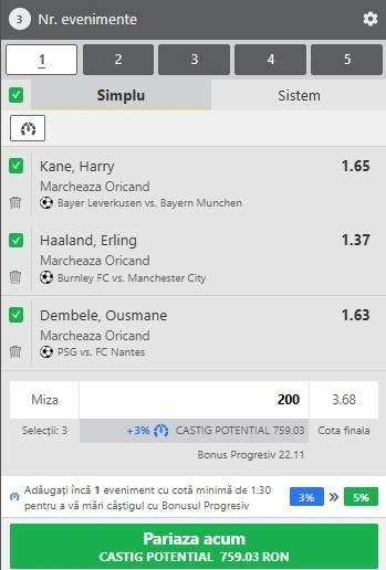 Biletul zilei pe marcatori din fotbal 22.04.2026