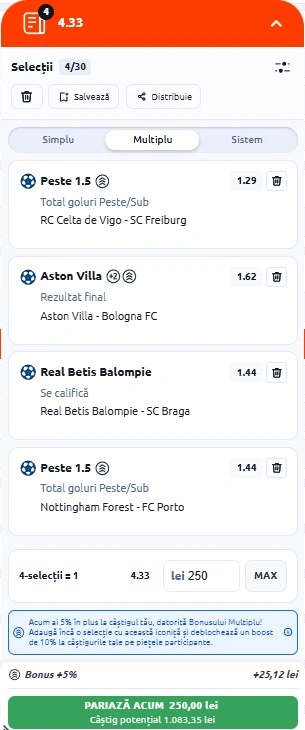 Biletul zilei azi din fotbal 16 aprilie 2026