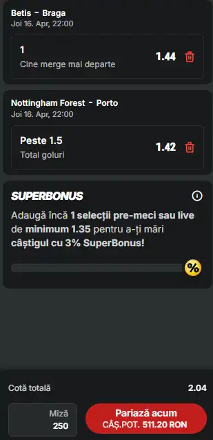 Cota 2 din Europa League 16.04