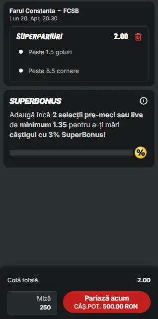 Cota 2 în Farul vs FCSB