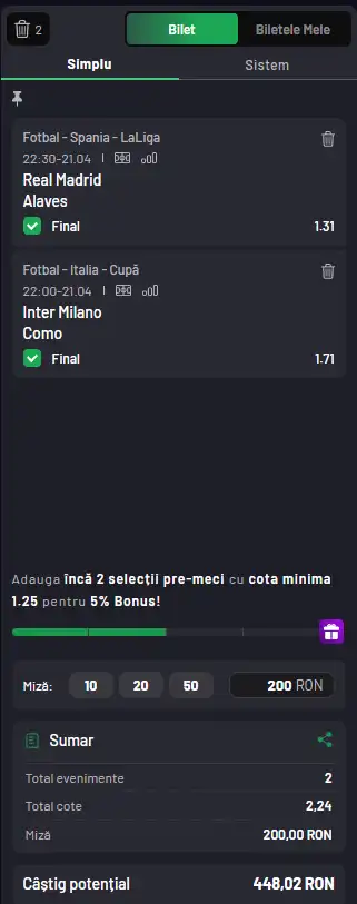 Cota 2 la Maxbet 21 aprilie