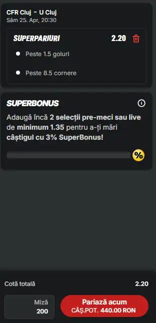 Cota 2 la Superbet 25.04