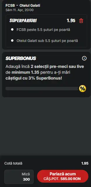 Cota 2 pe șuturi în FCSB - Oțelul