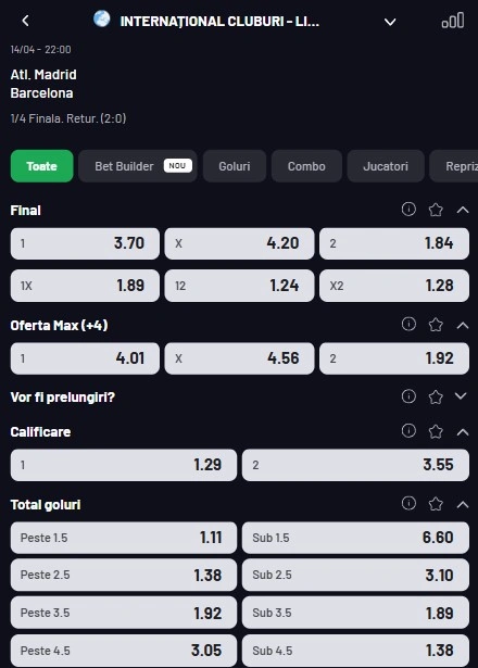 Cote pariuri Atletico Madrid - Barcelona oferite de Maxbet