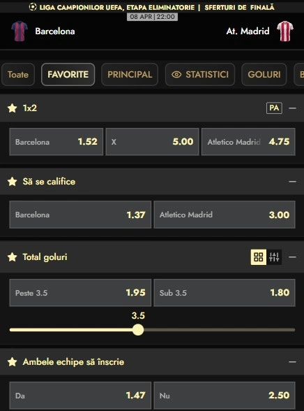 Cote pariuri Barcelona vs Atletico Madrid de la Don