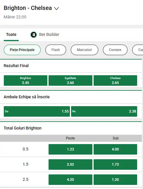 Cote pariuri Brighton vs Chelsea la Unibet