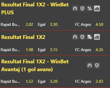 Cote pariuri Rapid vs FC Argeș la Winbet
