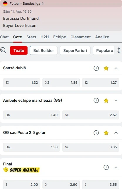 Cote pariuri Dortmund - Leverkusen