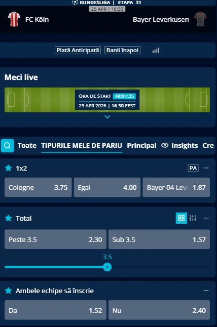 Cote pariuri FC Koln vs Leverkusen