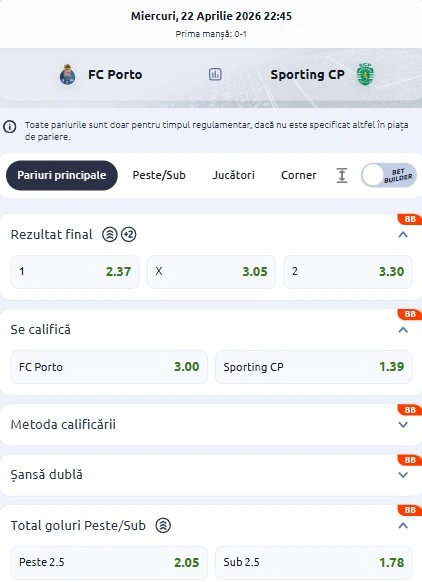 Cote pariuri FC Porto - Sporting