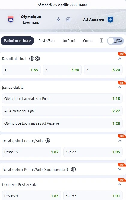 Cote pariuri Lyon vs Auxerre